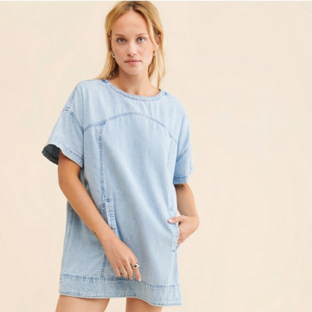 Free People Denim Mini Dress Sz L